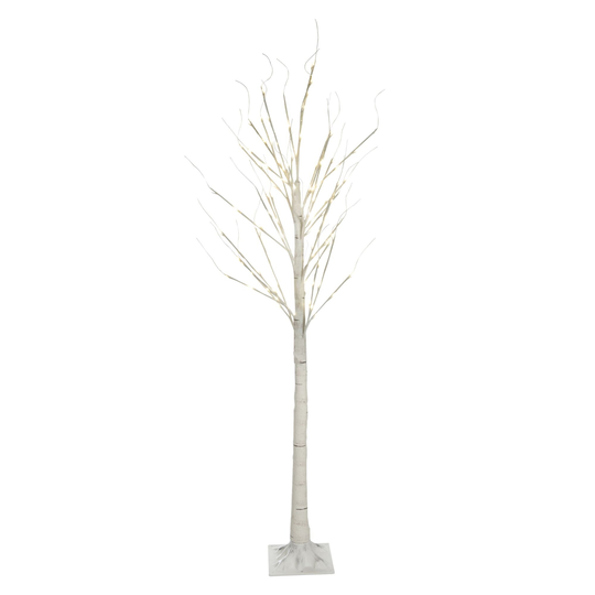 6.75' Pencil Birch Artificial Christmas Tree Warm White LED Lights - 6.5 Foot