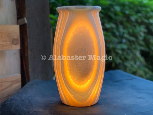 Alabaster Lamp/Vase Table Lamp Stone Light 100 % Natural Handmade Extraordinary Colors