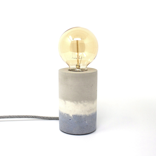 Concrete Cylinder - Table Lamp Grey, White & Blue