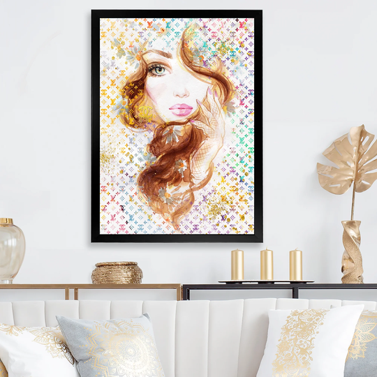 Designart 'Multi-Color Female Luxury Portrait II' Fashion Framed Art Print