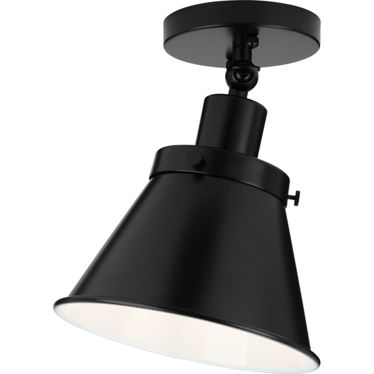 Hinton Collection 1-Light Matte Black Vintage Flush Mount Ceiling Light - 8.25 in x 8.25 in x 10 in