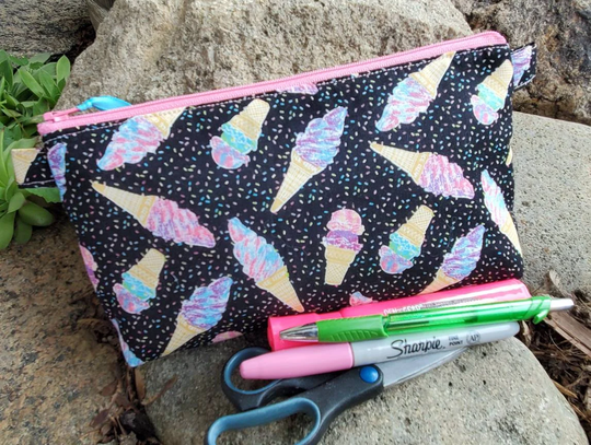 Ice Cream Pencil Case, Girls Pencil Pouch, Makeup Bag, Girl's School Supply Cosmetic Monogrammed Pouch, Ice Cream Bag