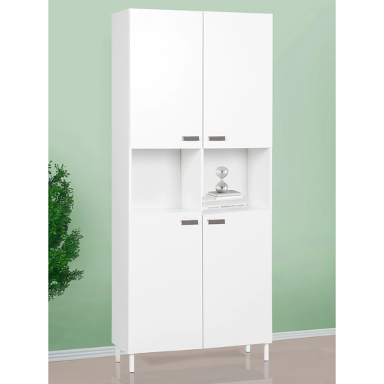 Saint Birch Miami White Wood Grain 10-cube Bookcase with 4 Doors