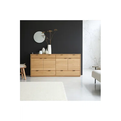 Senson 79'' Wide 4 Drawer Oak Solid Wood Sideboard
