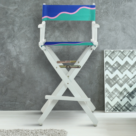30" Director's Chair White Frame-Wavy Wave - 23"W x 19"D x 45.5"H