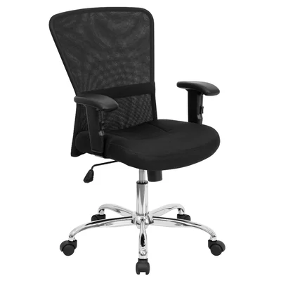 Contemporary Mid-Back Mesh Contemporary Swivel Task Office Chair w/ Chrome Base & Arms
