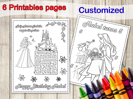 Princess Aurora Coloring Pages, Sleeping Beauty Party Favors, Birthday, Coloring Book, Favor