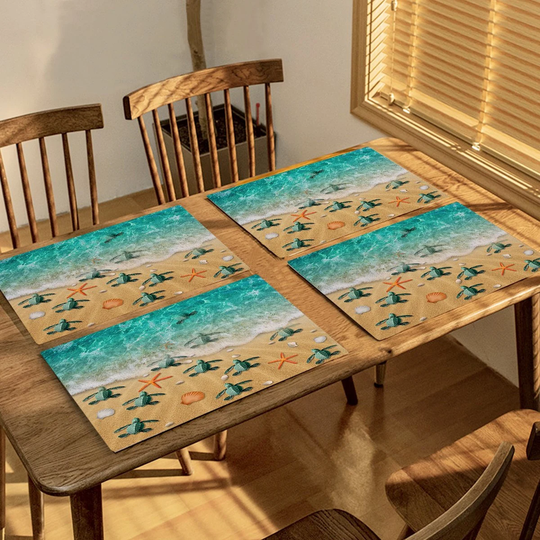 Sea Turtles Placemat Ocean Themed Table Decor Round Rectangular Beach Scene Sealife Dining