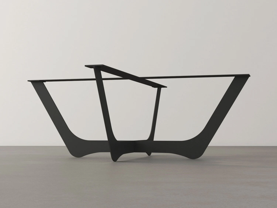 Trapezoid Metal Coffee Table Base | Vintage Inspried & Curved Edge Wave-46 For Glass, Marble & Wood Tops
