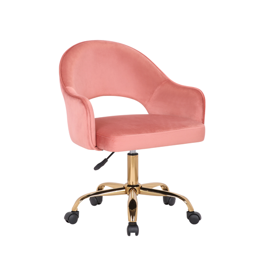 Porthos Home Camron Velvet Swivel Office Chair, Golden Chrome Legs