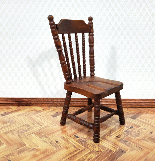 Dollhouse Kitchen Chair Spindle Back Walnut Finish 112 Scale Miniatures