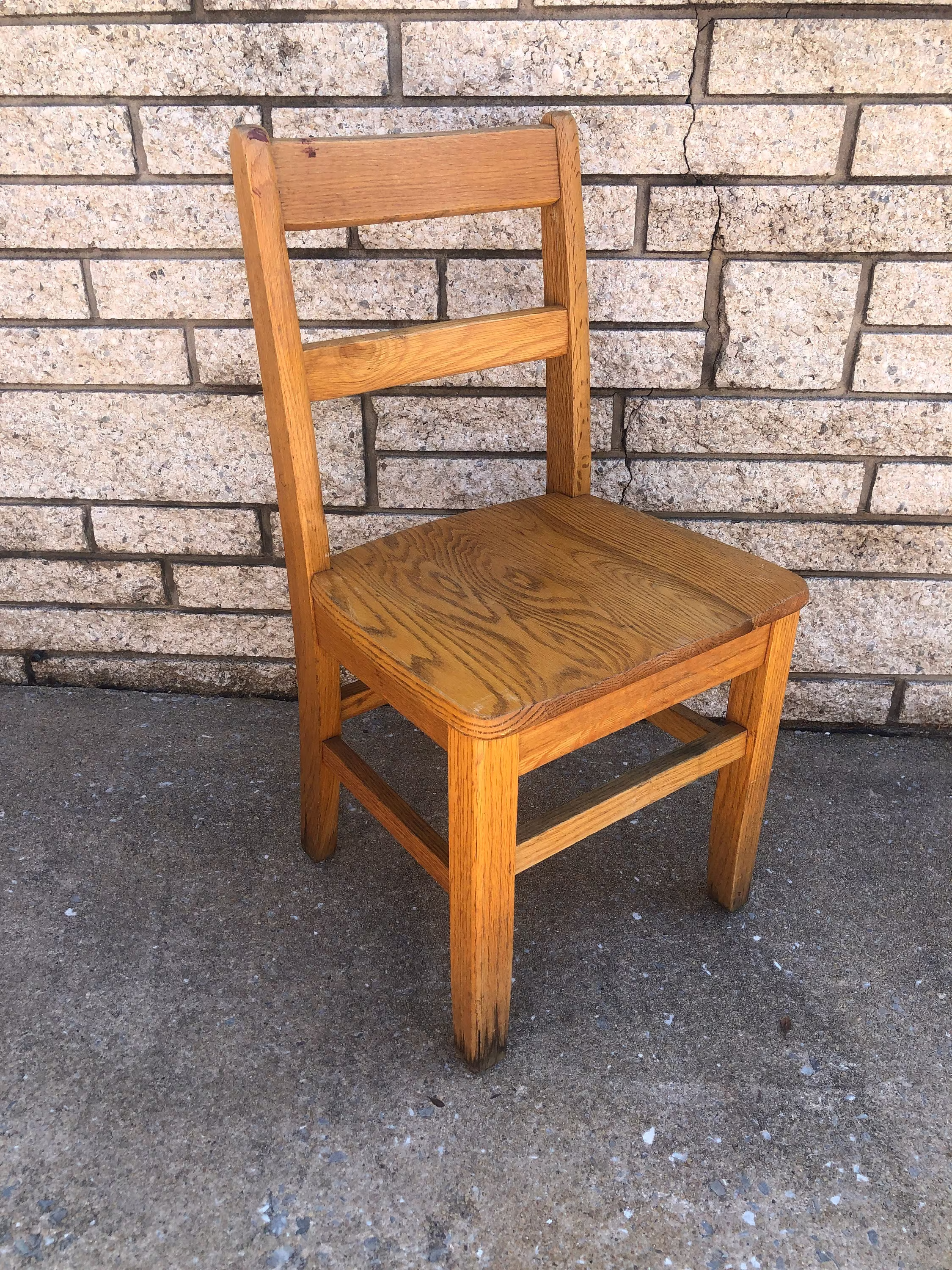 Vintage Oak Children's Chair, Wood Kid's Paint To Order Desk Painted Kids Room Student Home School