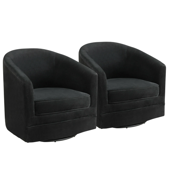 Gymax Set of 2 Modern Swivel Barrel Chair Velvet Accent Chair with - See details