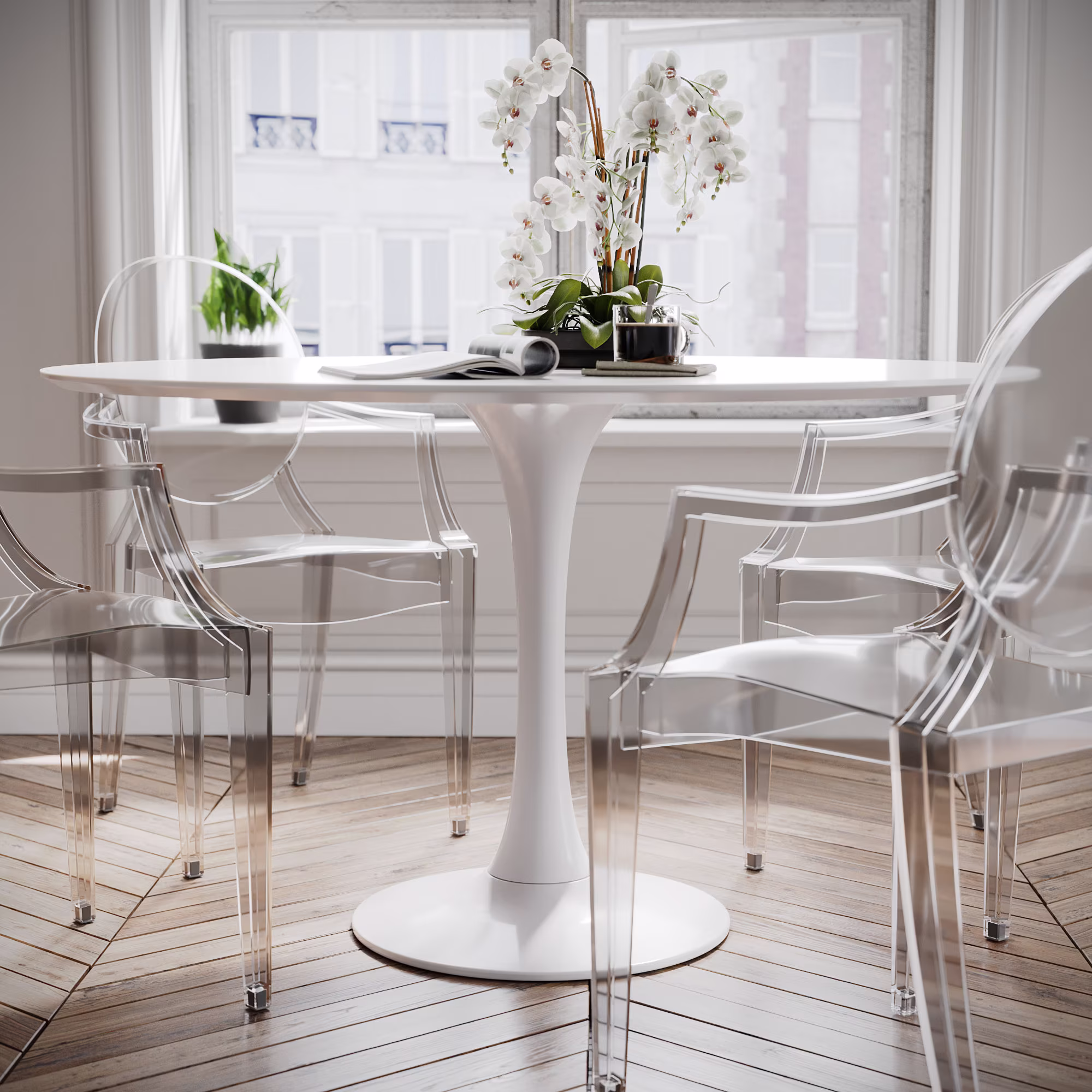 Tulip Round Table, Round Table Base, Kitchen Legs, Dining Round, Metal Pedestal