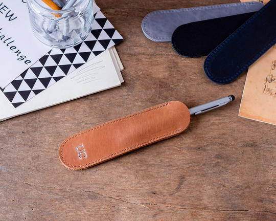 Personalized Leather Pencil Case, Pen Holder, Pouch, Handmade Genuine Bag, Case