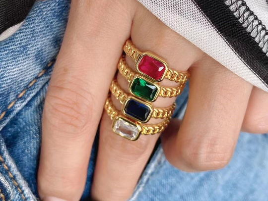 5-10Pcs, Vintage Gold-Color Adjustable Stacking Ring Micro Pave Cubic Zirconia Color Ring, Gold Chain Open Engagement Gifts