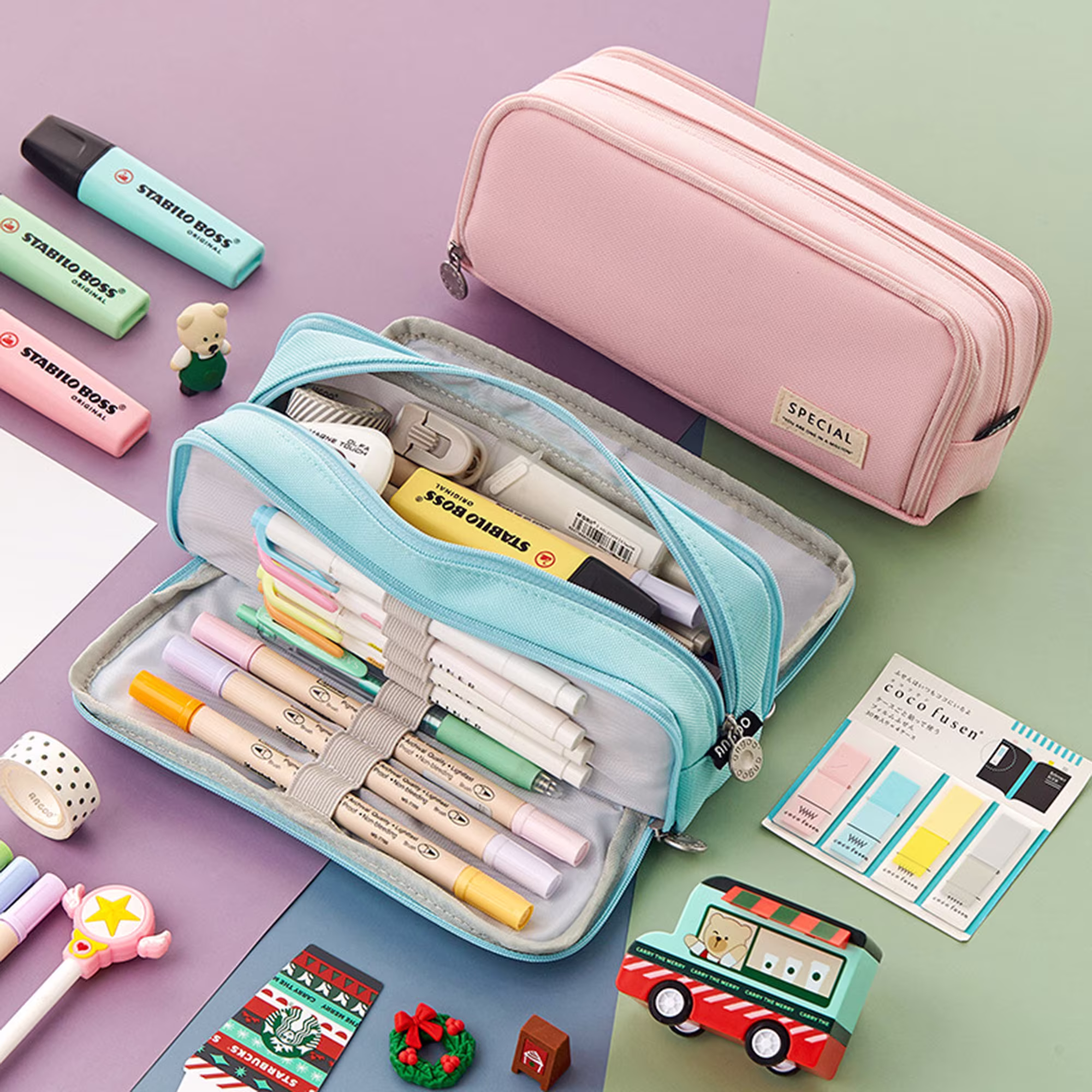 Large Capacity Pencil Case, Pink Storage, School Student Box, Office Supplies, Travel Gifts