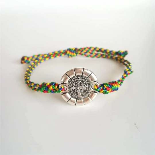 st Benedict Colorful Bracelet, Saint Medal Bracelet For Kids Men Women, Bracelets, Handmade Catholic Jewelry