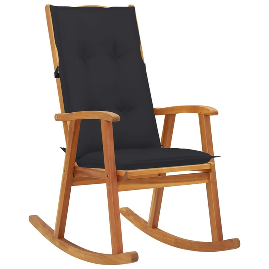vidaXL Rocking Chair with Cushions Solid Acacia Wood - 22.4' x 39.4" x 46.1"