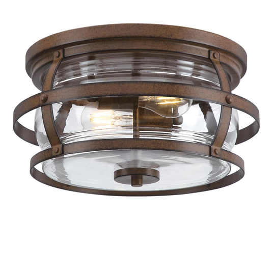 Westinghouse Lighting Weatherby 14-Inch Two-Light Outdoor Flush Mount Ceiling Fixture, Clear Glass