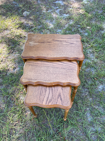 Vintage Nesting Tables, Stack Tables, End Table, Wood Side Solid