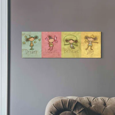 Dream Love Believe Sing by Anne Tavoletti - Wrapped Canvas Textual Art Print