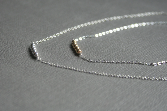 14K Gold Filled Beads On Sterling Silver Chain