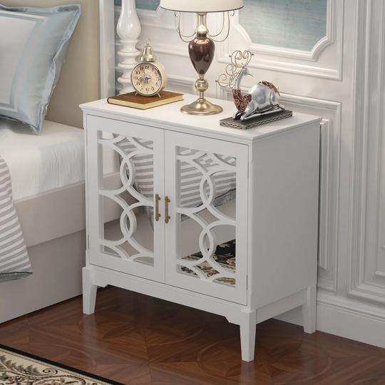 Storage Cabinet Buffet Sideboard Mirrored Doors Entry Console Table