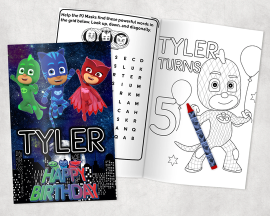 Pj Masks Personalized Coloring Books - Custom Party Favors Thank You Gift Birthday Printed & Shipped- 12
