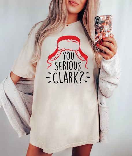 You Serious Clark, Comfort Colors Shirt, Smile Retro Tee, Crew Neck, Short Sleeve, Oversized, Holiday