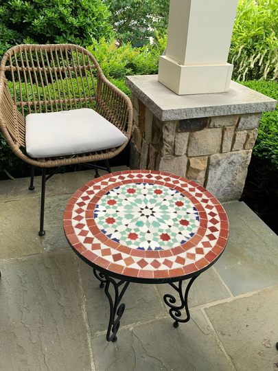 Custom Made Mosaic Table - Crafts Mid Century Modern Furniture Handmade Coffee For Outdoor & Indoor