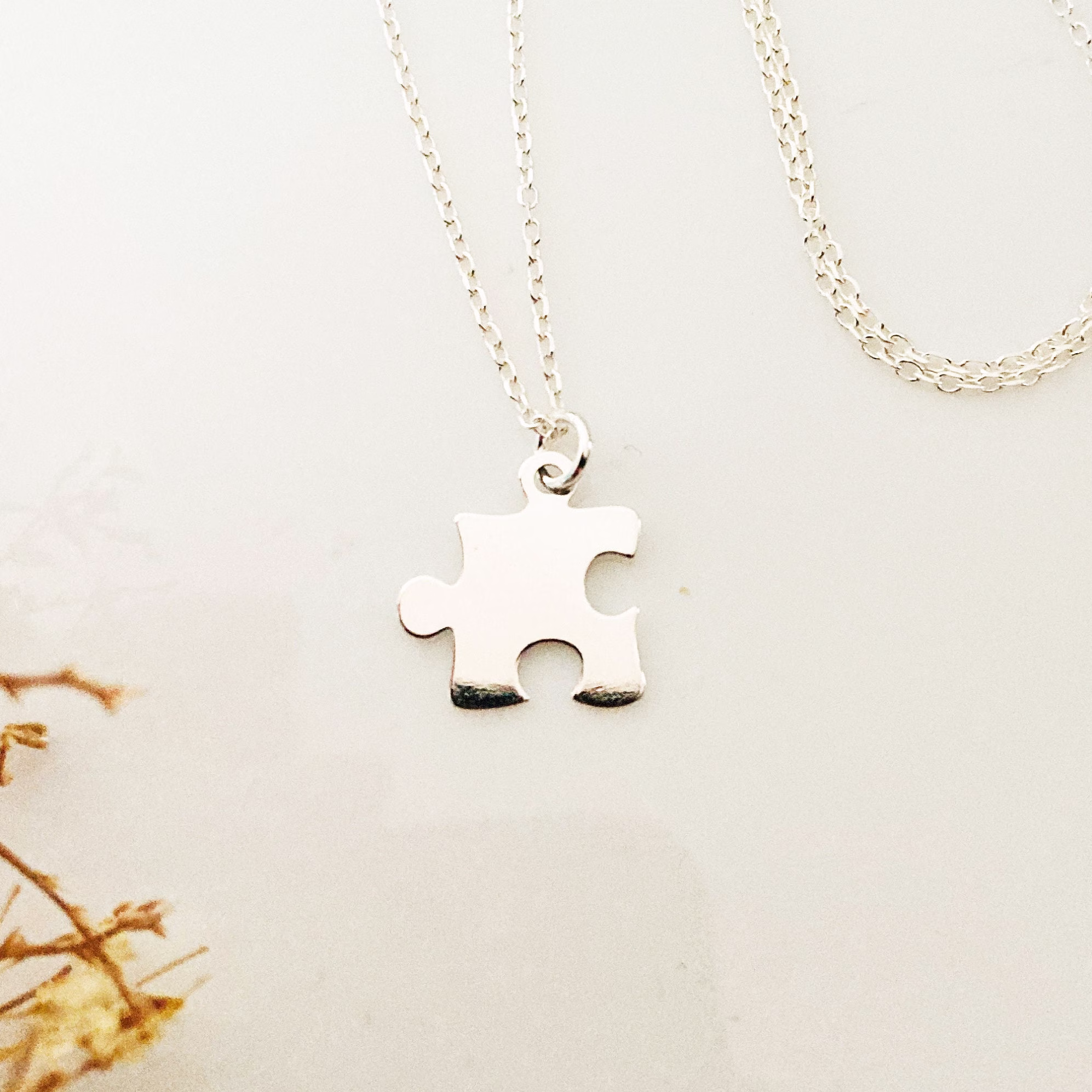 Puzzle Necklace, Cute Pendant, Minimalist Dainty Necklace, My Piece My Love Womens Girls Jewellery Silver Autism Symbol Gift