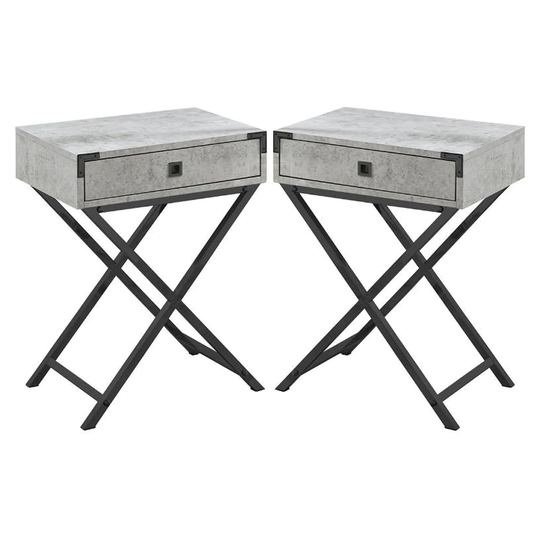 18" Storage Accent End Table in Gray and Black Nickel - Set of 2 - 54 x 84