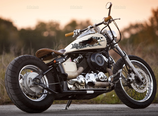 3D Bold Eagle Decals Full Color Bike Side Graphics, Checkered Flag Motorcycle Vinyl, Us Graphics