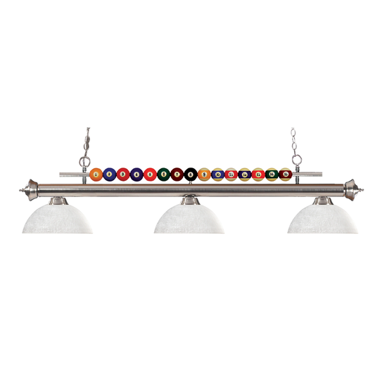 Avery Home Lighting Shark 3-light Island/Billiard Dome White Linen-finished Light - Brushed Nickel