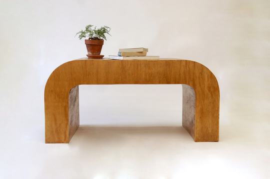 Curved Coffee Table, U Shaped Coffee Table, Modern Simple Rounded Table - Golden Oak