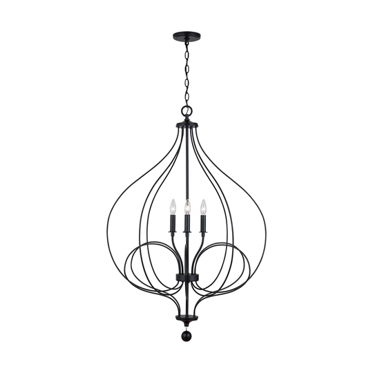 Sonnet 4-light Matte Black Foyer Pendant