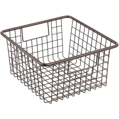Farmhouse Metal Wire Storage Organizer Bin Basket Holder With Handles - For Home, Office Supplies, Desk, Paper, Colored Pencils, Markers, Tape, Folder
