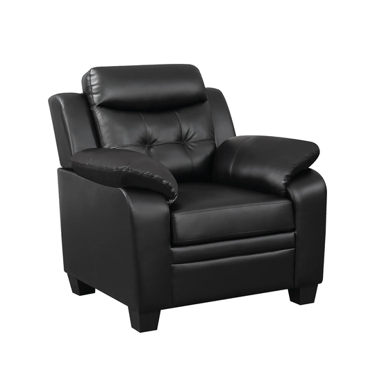 Tufted Leather Upholstered Chair, Black