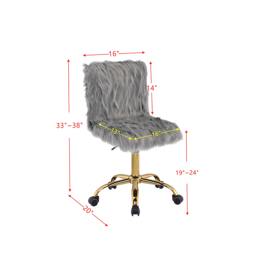 Office Chair in Gray Faux Fur
