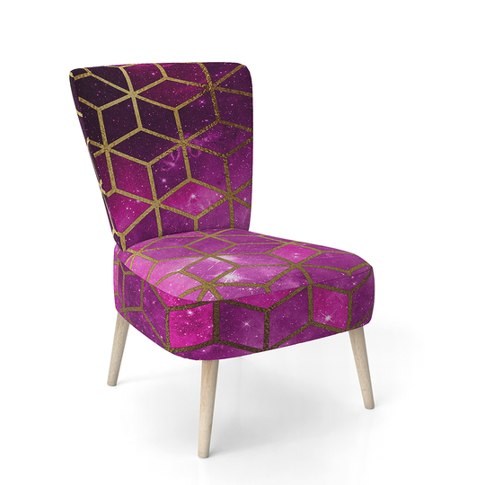 Designart 'Yellow Cubes Over Pink Night Sky' Upholstered Modern Accent Chair