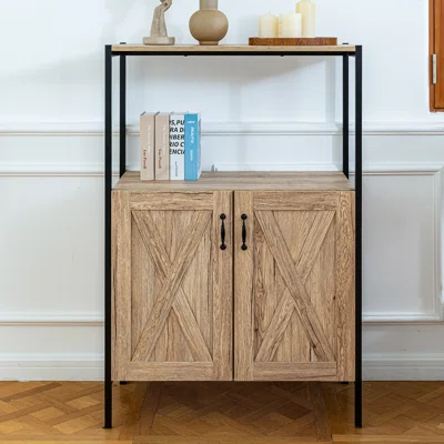 Minday 32''W Farmhouse Style Sideboard With 2 Doors Mid century rustic credenza