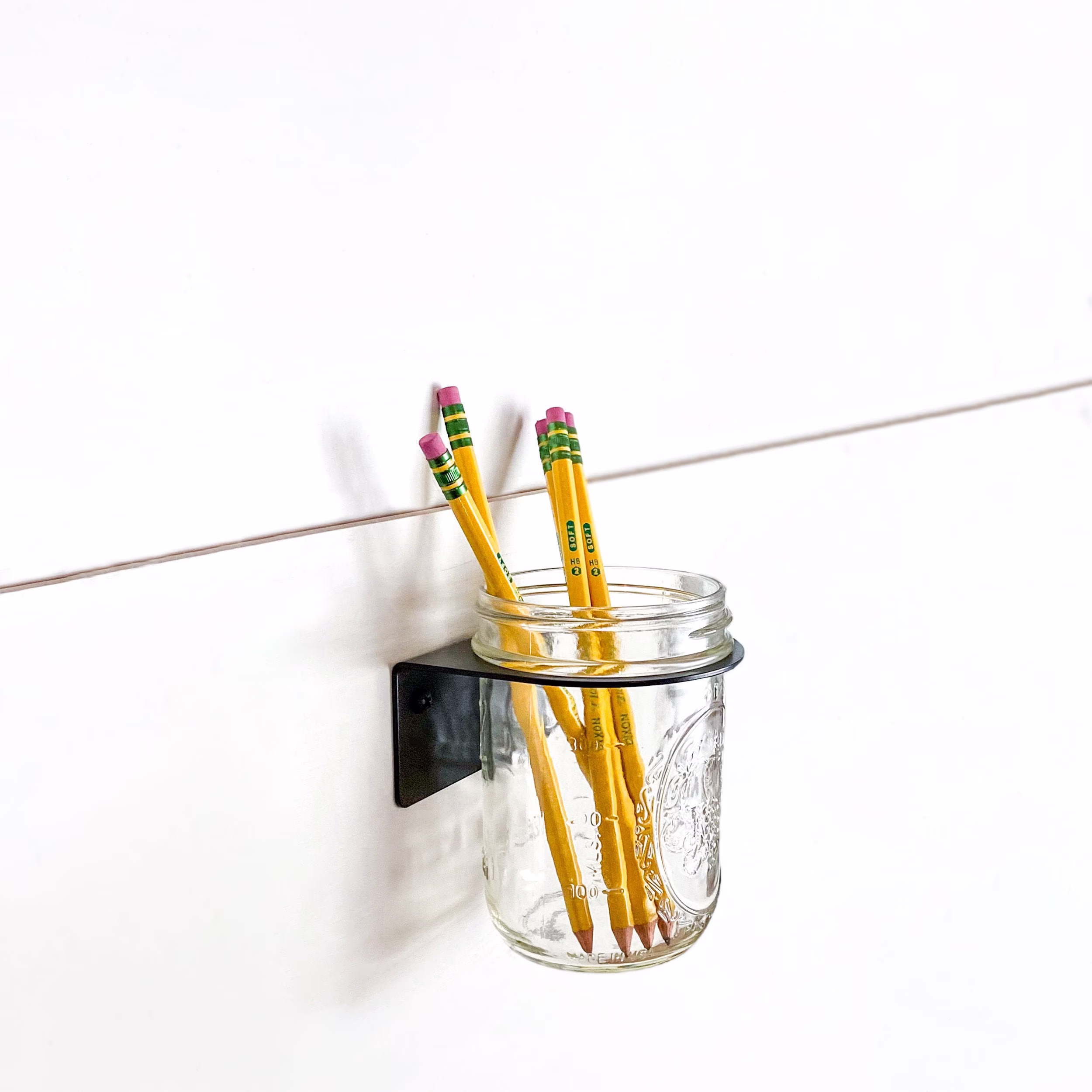 Mason Jar Shelf - 2 Pack Holder Storage Wall Mount Art Supplies Toothbrush Organization Shelving Dorm Decor Desk Accessories