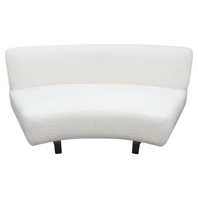 Vesper Curved Armless Sofa In Faux White Shearling W/ Black Wood Leg Base By Diamond Sofa