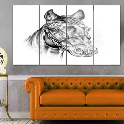 'Freehand Horse Head Pencil Drawing' 4 Piece Graphic Art on Metal Set