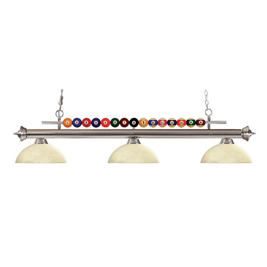 Avery Home Lighting Shark 3-light Island/Billiard Dome Golden Mottle-finished Light - Gold - Brushed Nickel