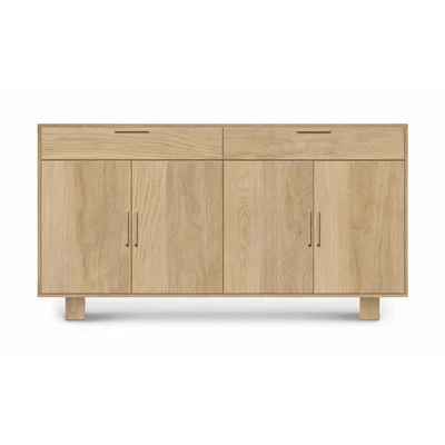 Iso 66" Wide 2 Drawer Oak Wood Sideboard