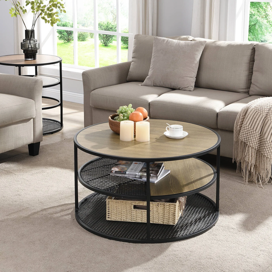 Hausfame 3 Tiers Wood Tabletop Coffee Table - 31.5 in. W X 31.5 in. D X 18.1 in. H
