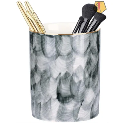 Ceramic Pen Holder, Elegant Marble Round Pencil Holders Makeup Brushes Cup Pot Stand For Desktop Organizer Decoration Accessories, Office & Home