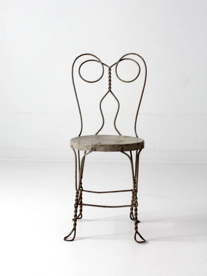 Vintage Ice Cream Parlor Chair, Metal Cafe Bistro Chair